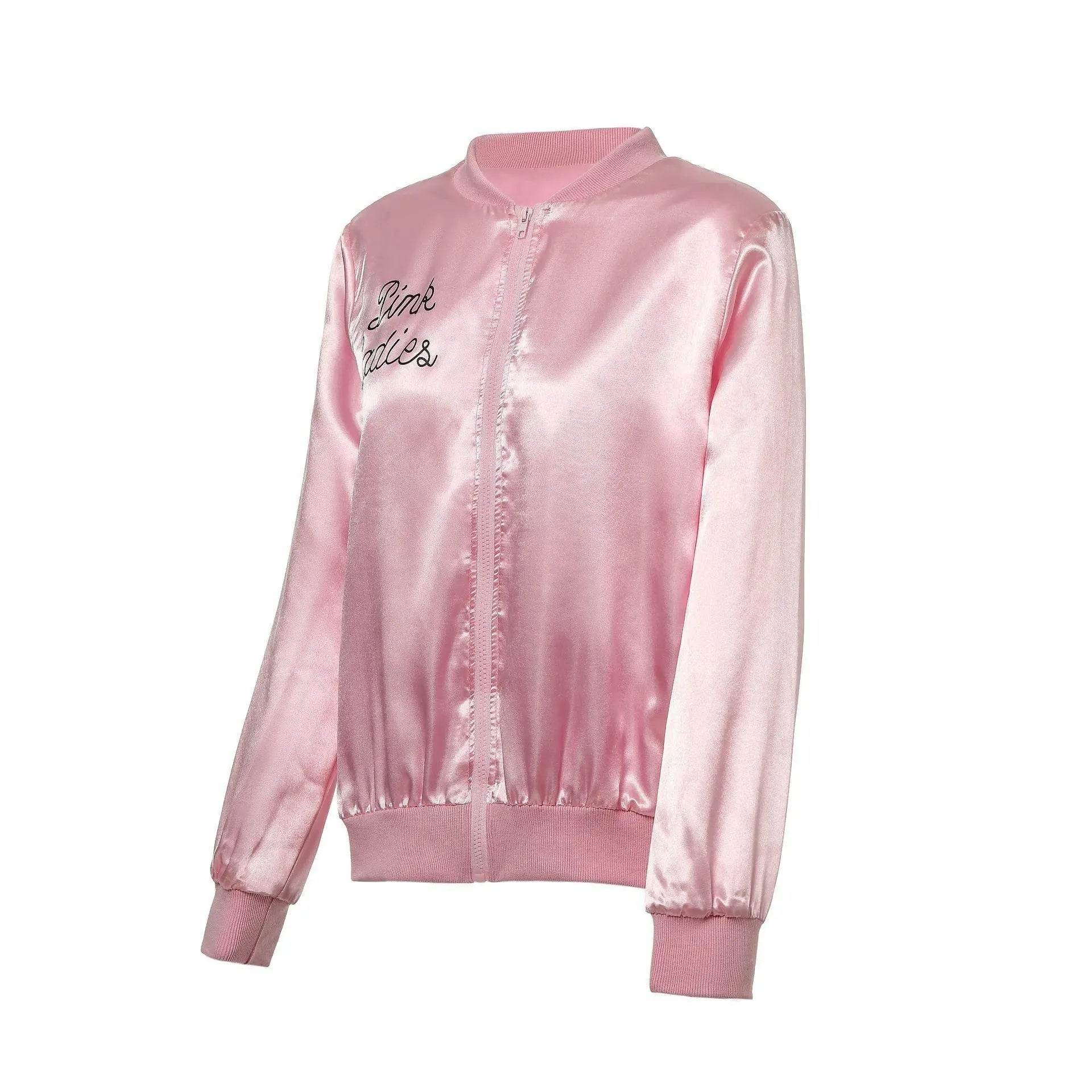 1950s Grease Pink Lady Ladies Satin Jacket Top Fancy Dress Up Costume - Ecosfun