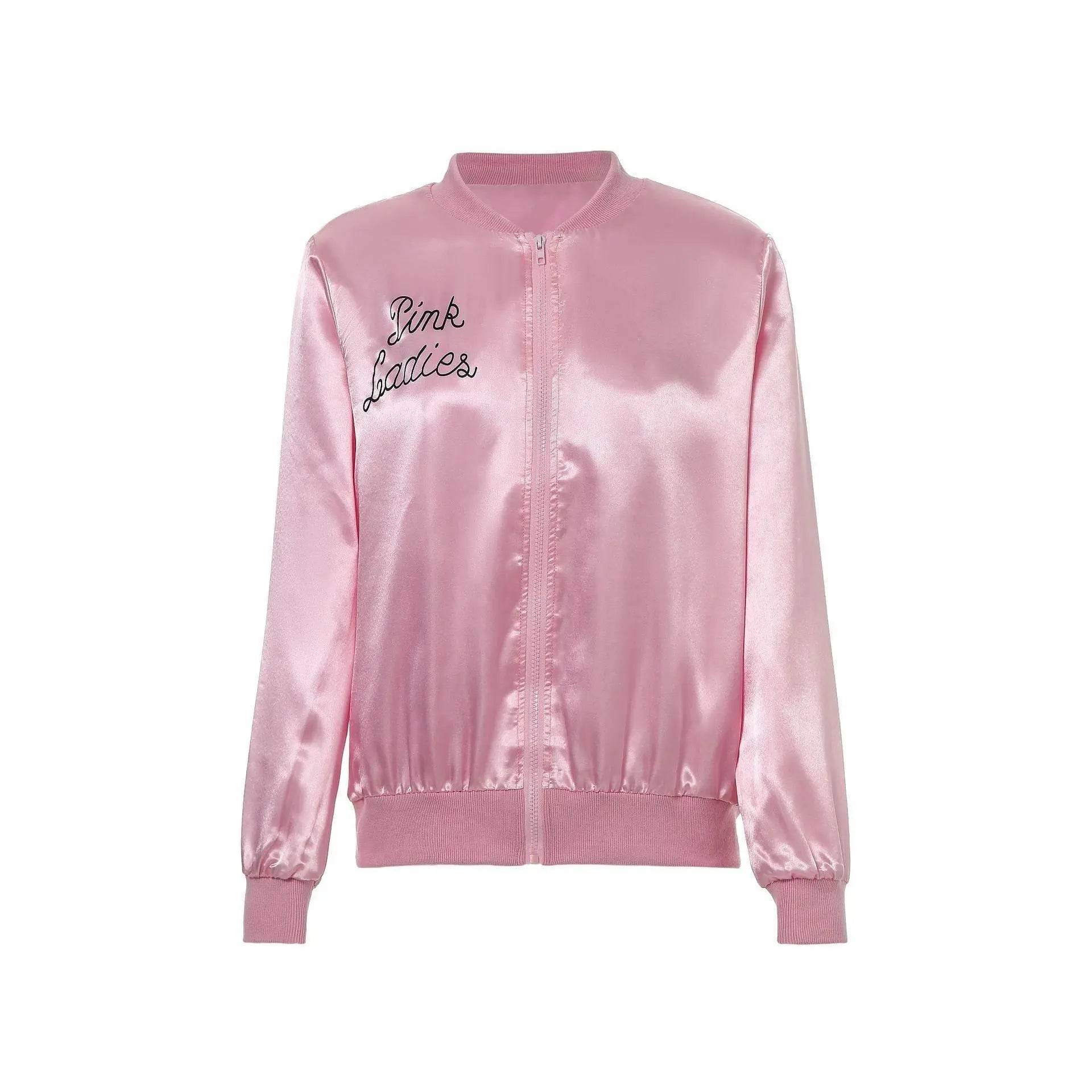1950s Grease Pink Lady Ladies Satin Jacket Top Fancy Dress Up Costume - Ecosfun
