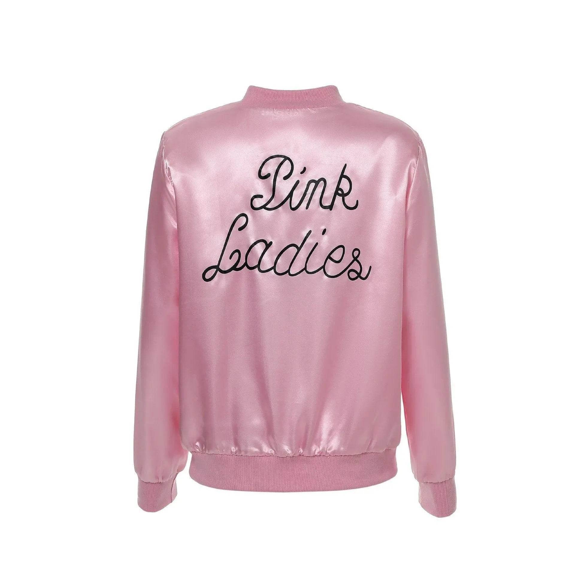 1950s Grease Pink Lady Ladies Satin Jacket Top Fancy Dress Up Costume - Ecosfun