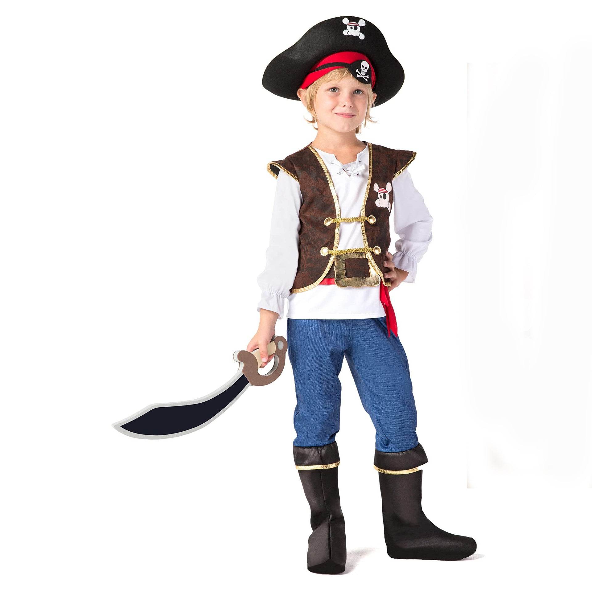 Halloween Kids Boys Girls Pirate Costume Set for Toddler Themed Party - Ecosfun