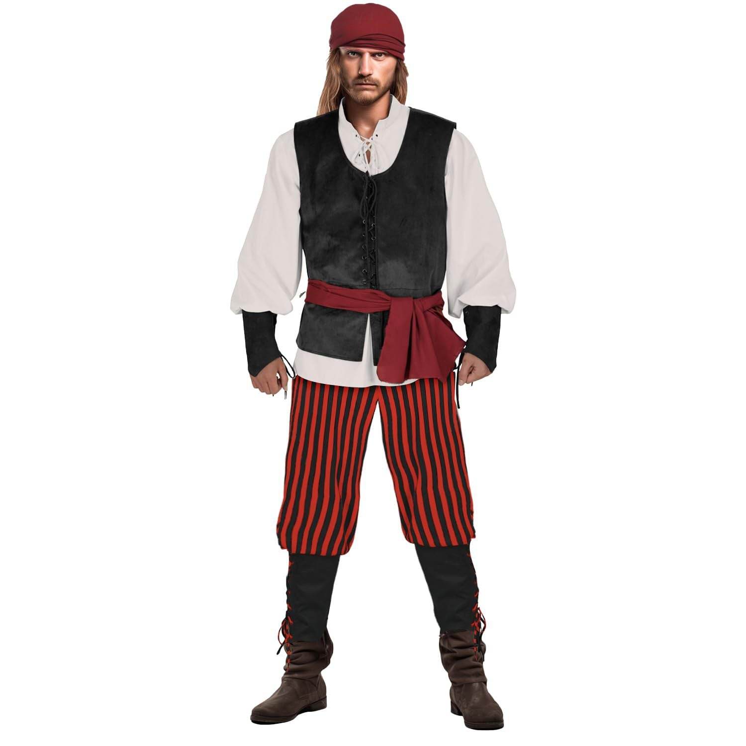 Halloween Caribbean Pirates Vest Adult Stage Costume - Ecosfun