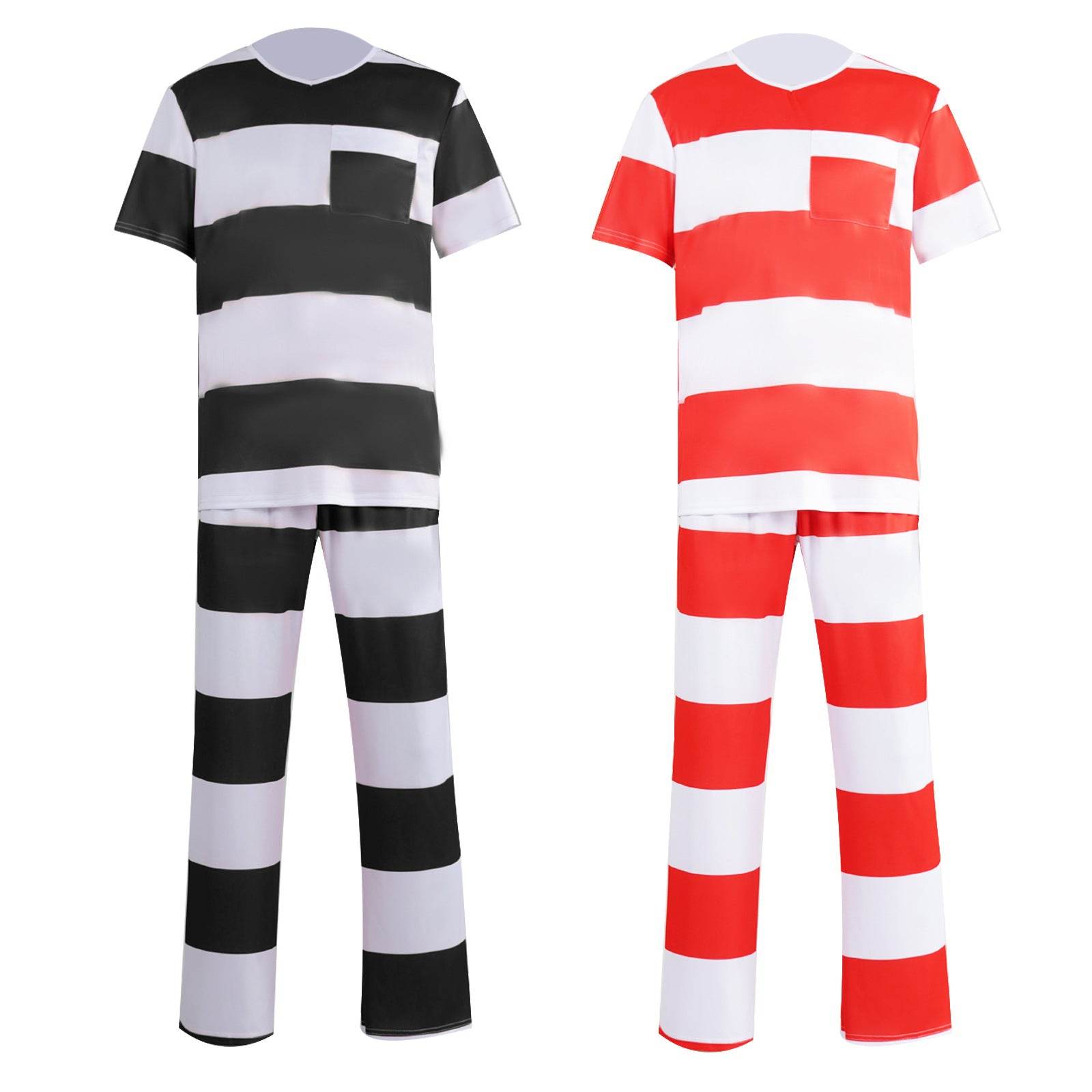 Halloween prison striped prisoner uniform role play adult costume - Ecosfun