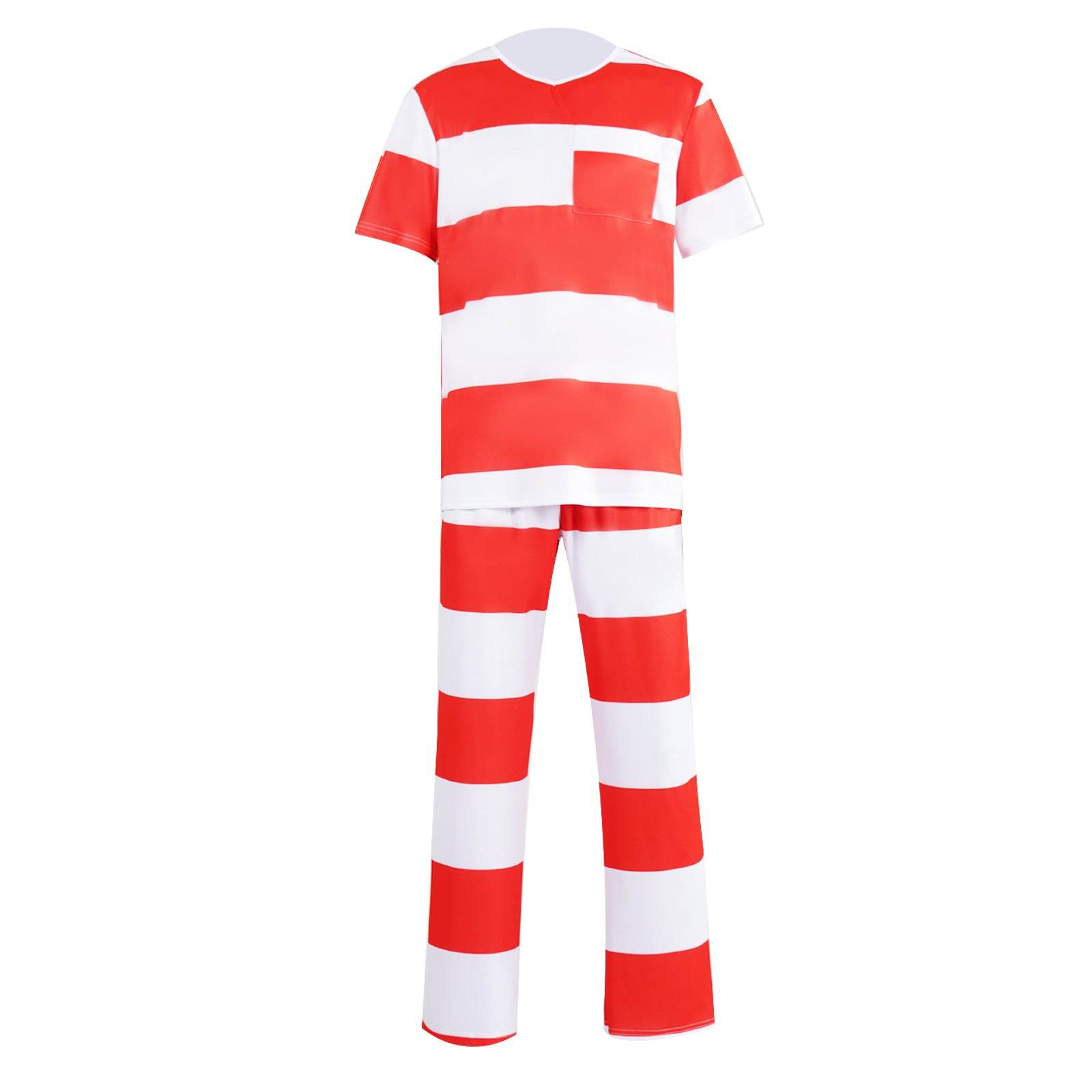 Halloween prison striped prisoner uniform role play adult costume - Ecosfun