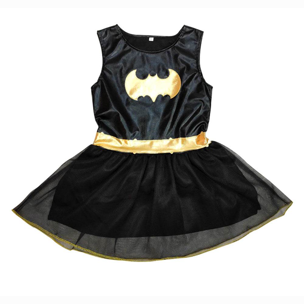 Black Bat man Costume Halloween For Kids Girl Full Set With Cape - Ecosfun