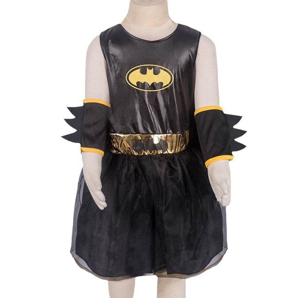 Black Bat man Costume Halloween For Kids Girl Full Set With Cape - Ecosfun