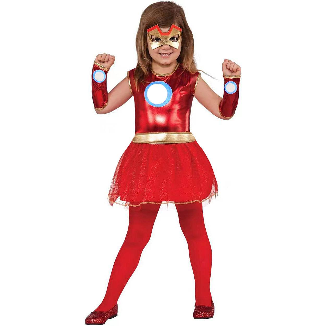 Iron Man Costume Halloween For Kids Girl Full set with Capge - Ecosfun