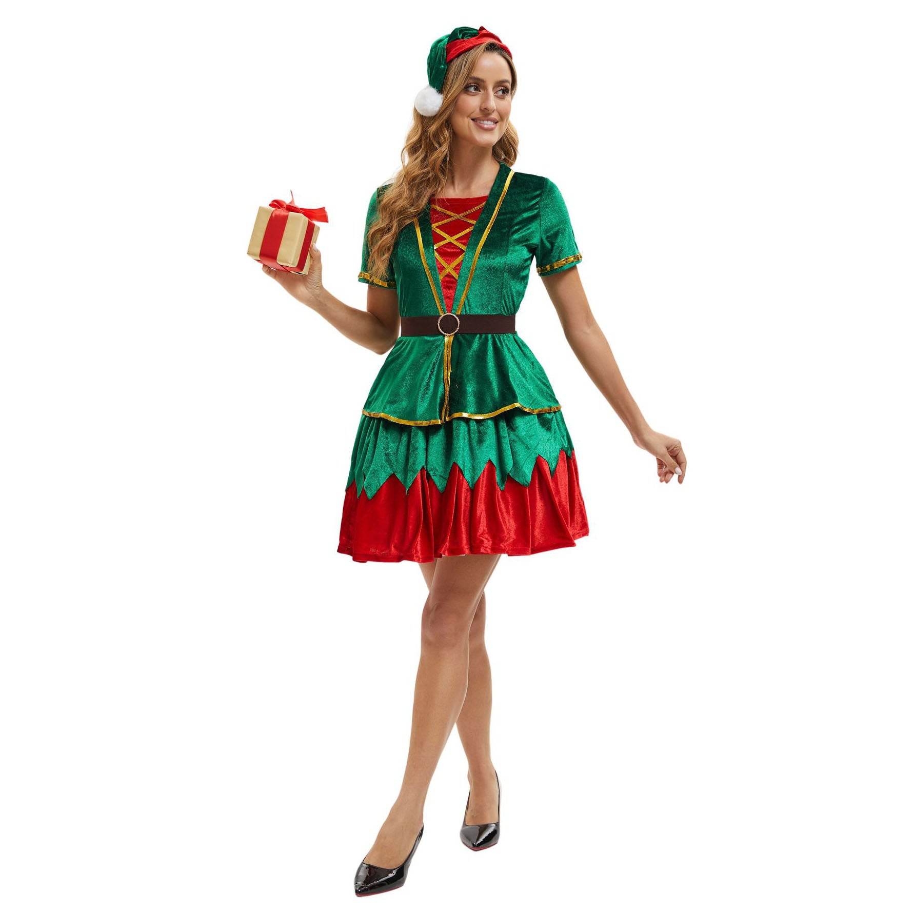 Green Christmas Party dress Costume adult couple stage costume - Ecosfun