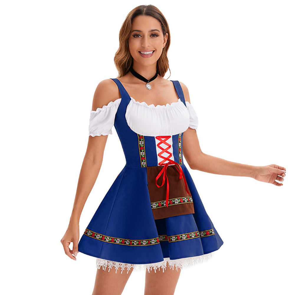 Oktoberfest Costume Women German Bavarian Beer Girl Dirndl Dress Carnival Halloween