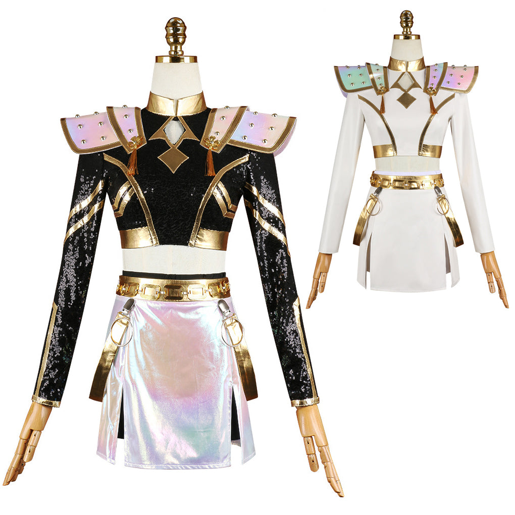 Kpop Witch Hunter Zoe Cosplay Costume Black and Gold Performance