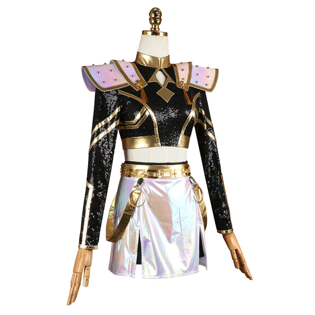 Kpop Witch Hunter Zoe Cosplay Costume Black and Gold Performance