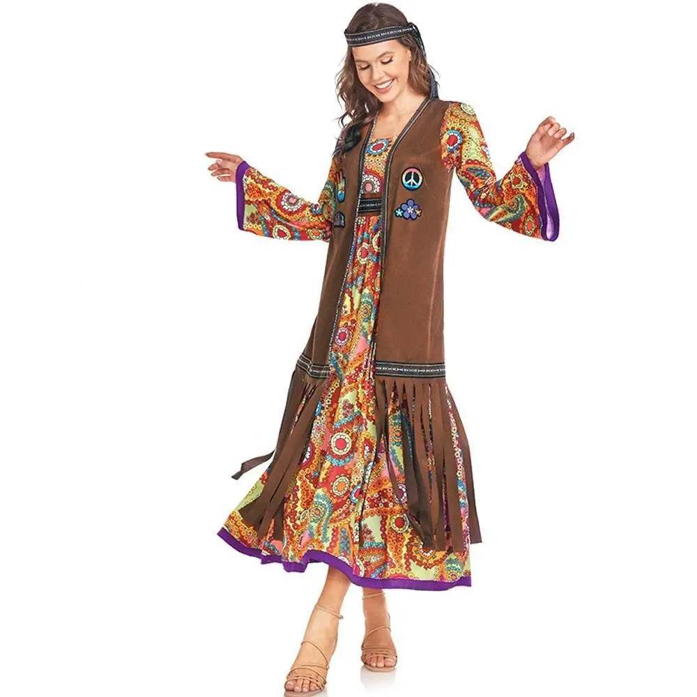 60-70s Retro Disco Hippie Halloween Costume Carnival Ballroom Performance Costume - Ecosfun