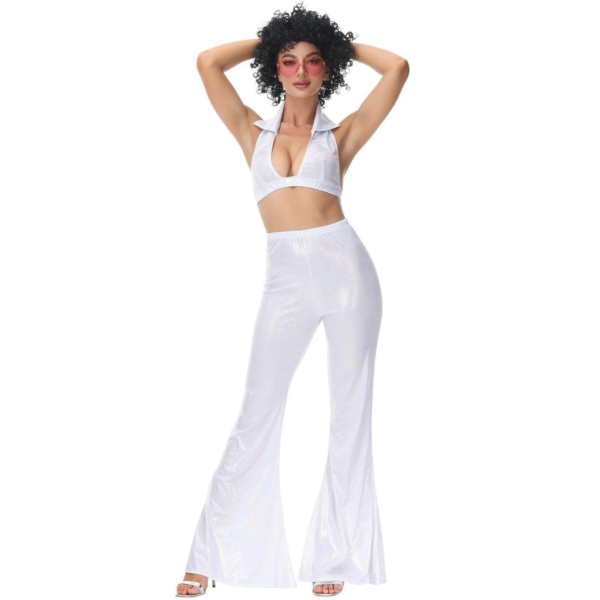 80s Retro Disco Costumes Fancy Dress Cosplay Halloween Outfit For Female - Ecosfun