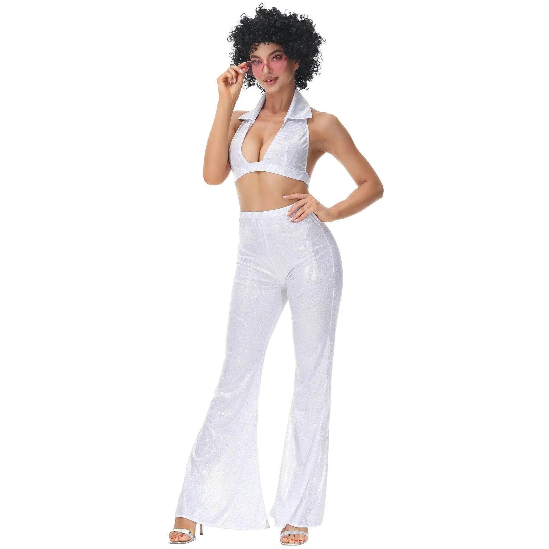 80s Retro Disco Costumes Fancy Dress Cosplay Halloween Outfit For Female - Ecosfun
