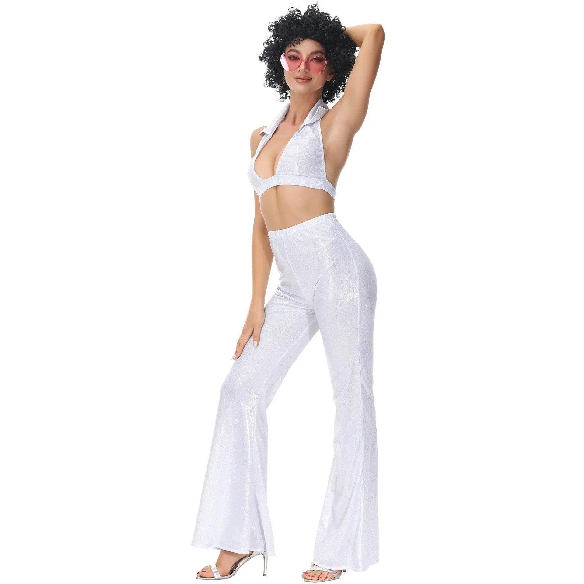 80s Retro Disco Costumes Fancy Dress Cosplay Halloween Outfit For Female - Ecosfun