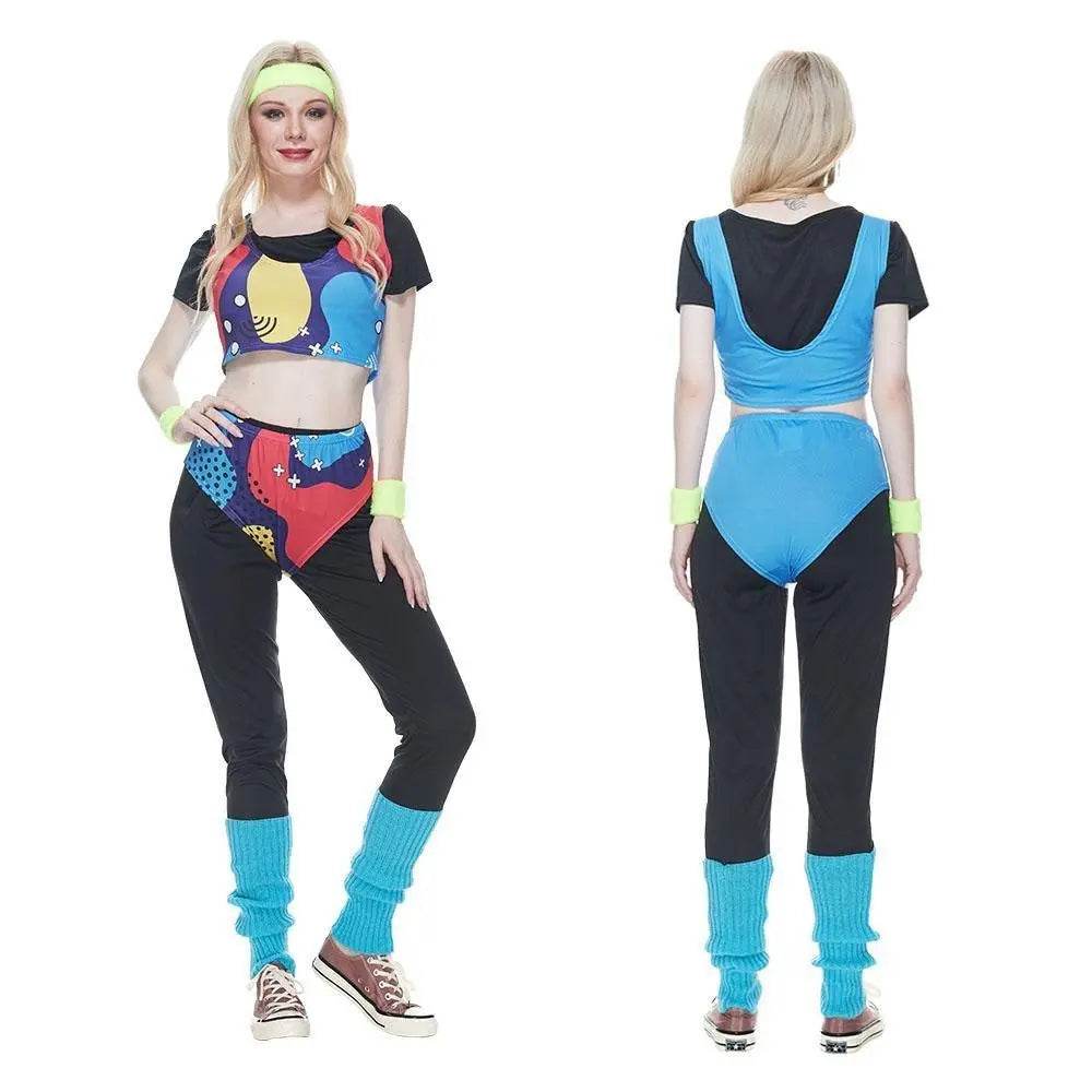 80s Retro Disco Hip Hop Sports Suit Fancy Dress Halloween Costume Dance Outfit - Ecosfun