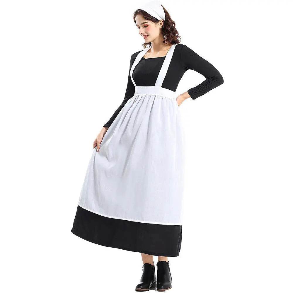 Adult Female French Manor Maid Costume Retro Halloween Dress - Ecosfun