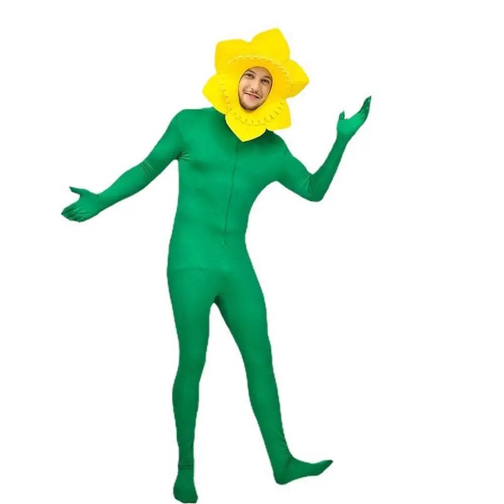 Adult Man Sunflower Funny Jumpsuit Cosplay Stage Performance Costume - Ecosfun