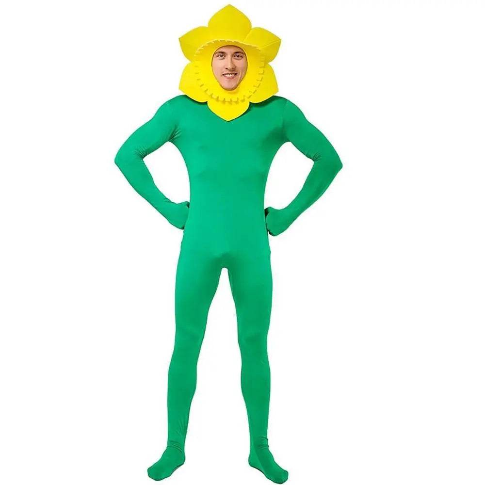 Adult Man Sunflower Funny Jumpsuit Cosplay Stage Performance Costume - Ecosfun
