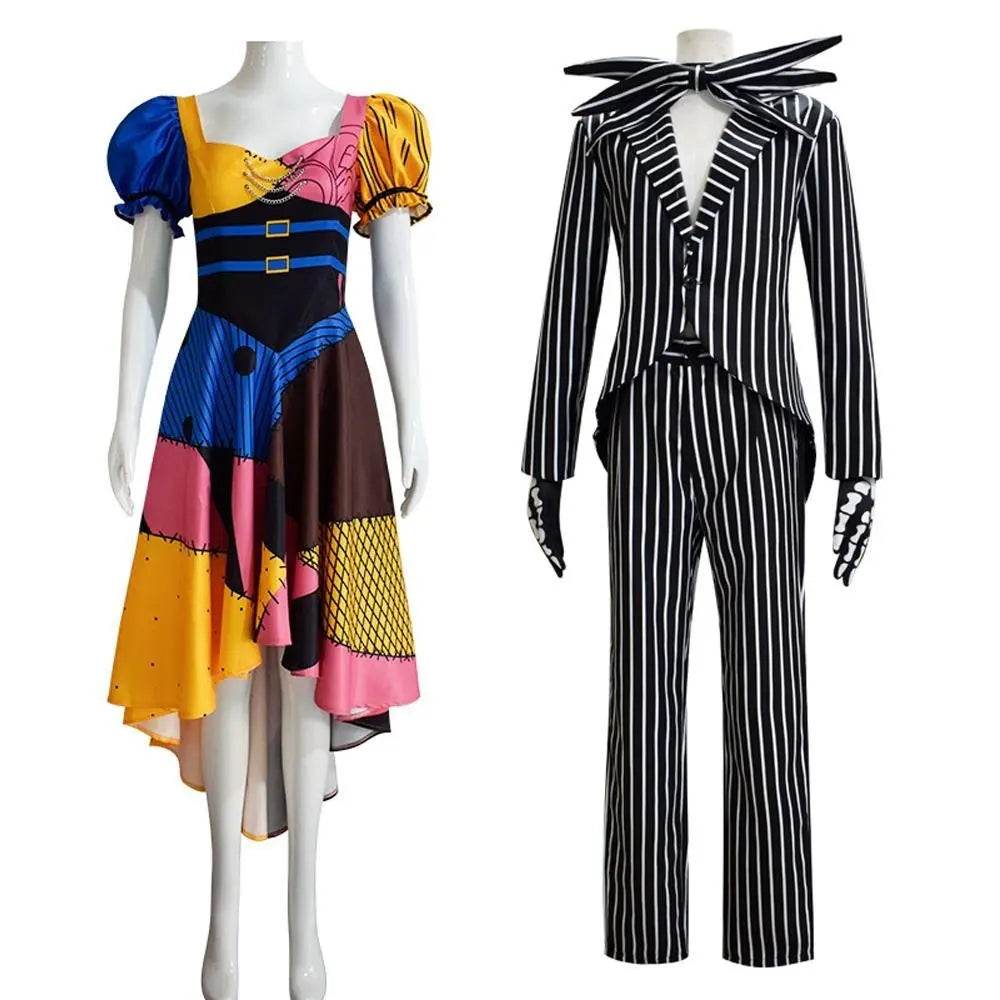 Adult kids Jack Skellington Sally Suit Costume The Nightmare Before Christmas for women men Boy Girl full Set - Ecosfun