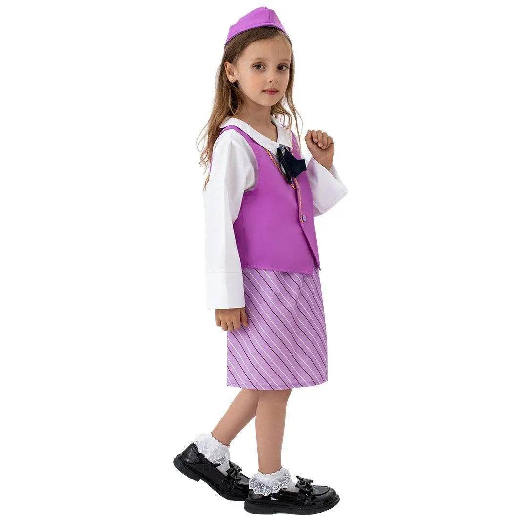 Airline Stewardess Cosplay Costume Flight Attendant Costume For Kids - Ecosfun