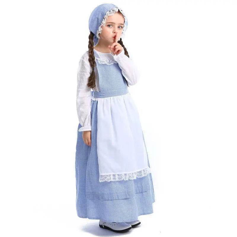 Alice Lolita Maid for kids Blue Farm Florist girl dress kids Maid Cosplay Costume - Ecosfun