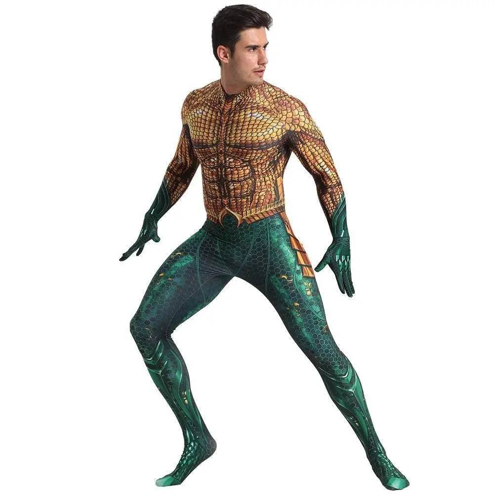 Aquaman 2 Costume Arthur Cosplay Bodysuit Halloween Fancy Cosplay Carnival Suit - Ecosfun