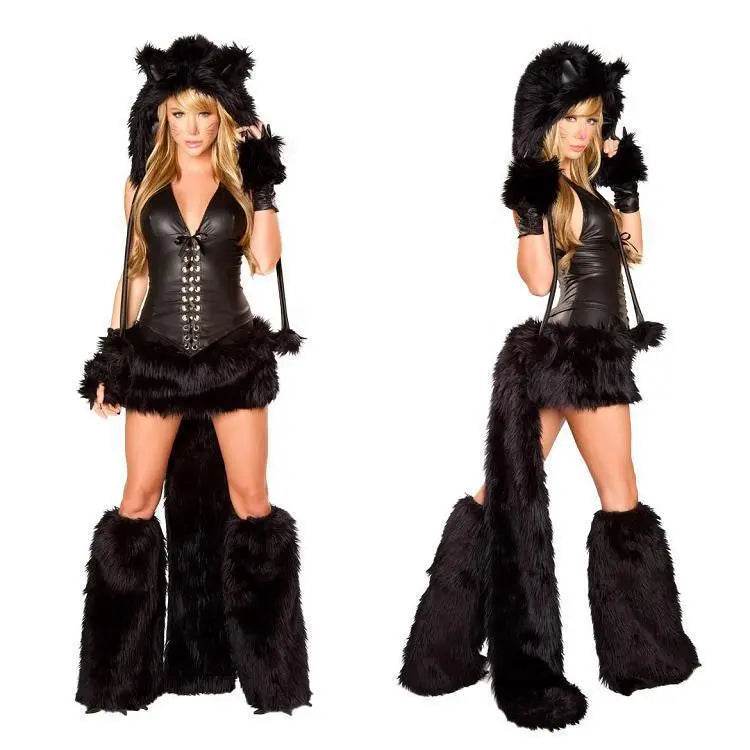 Catwomen Furry Animal Bear Cosplay Costume Halloween Fancy Dress - Ecosfun