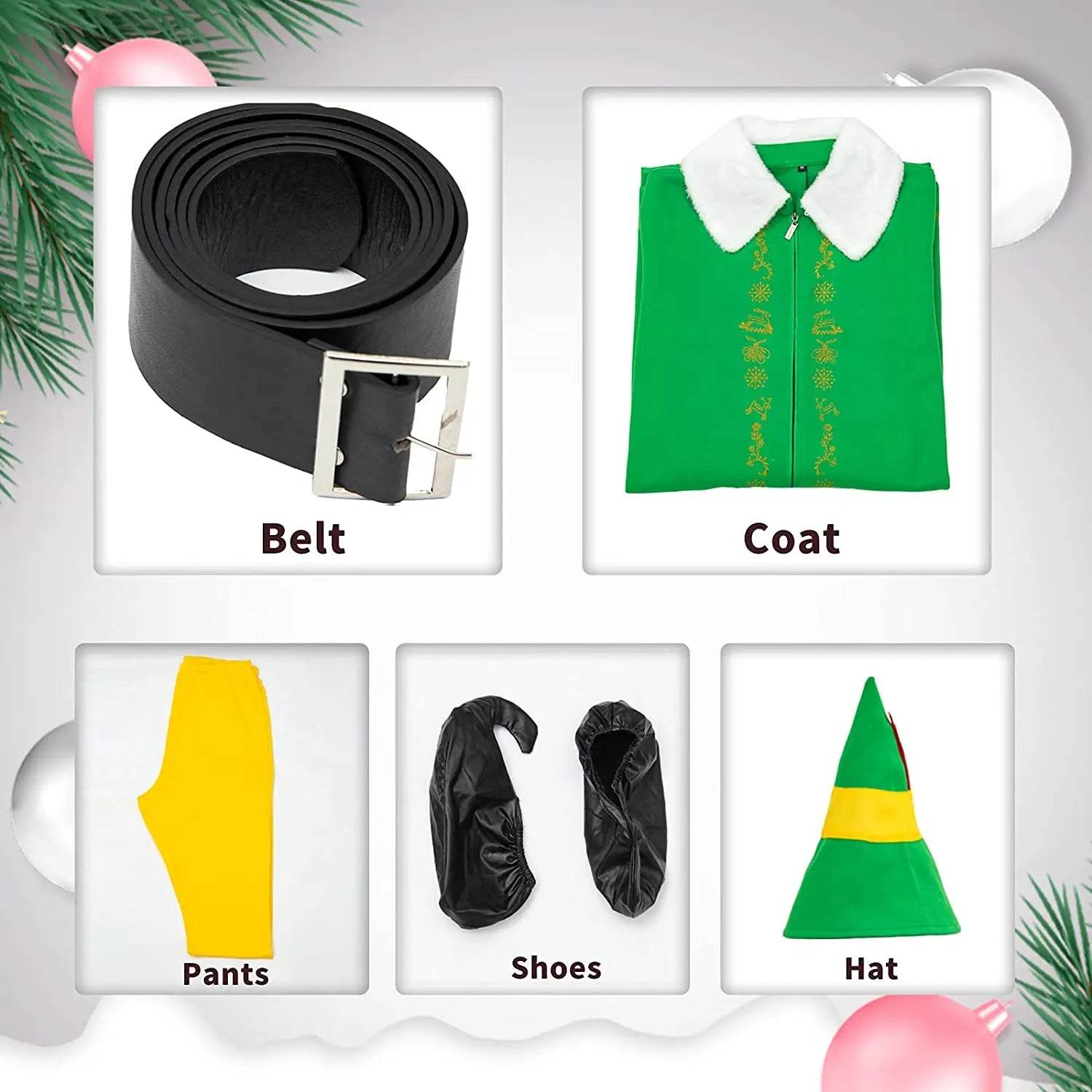 Buddy Elf Christmas Cosplay Costume Full Set Party Costumes for Men - Ecosfun