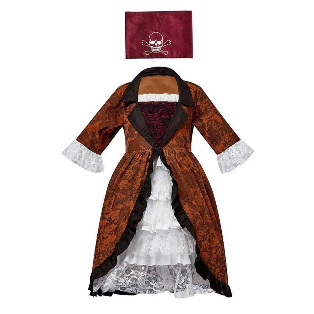 Caribbean Pirate Costume Queen Catrina Cosplay Fancy Dress Up Halloween Party Outfits - Ecosfun