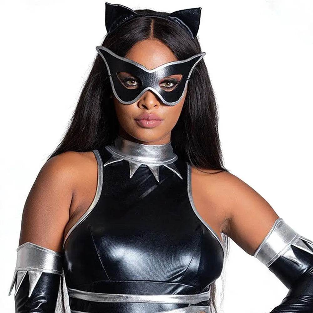 Catwoman black catwoman Costume cosplay jumpsuit tights mask suit - Ecosfun
