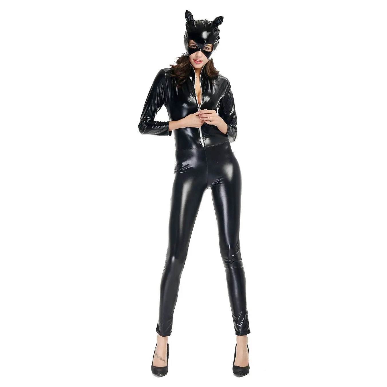 Catwoman masked heroine costume One-piece Jumpsuit Zentai Halloween - Ecosfun