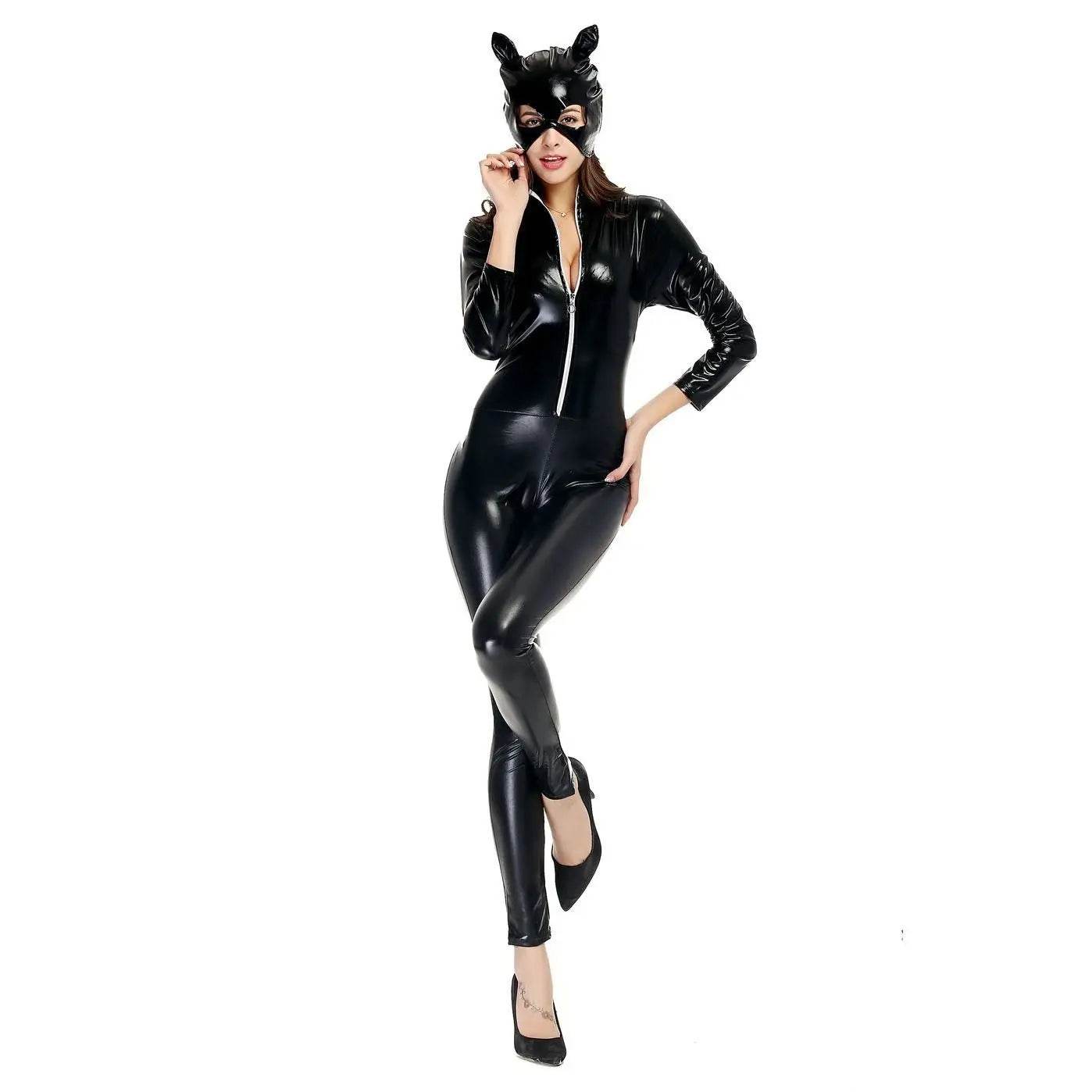 Catwoman masked heroine costume One-piece Jumpsuit Zentai Halloween - Ecosfun