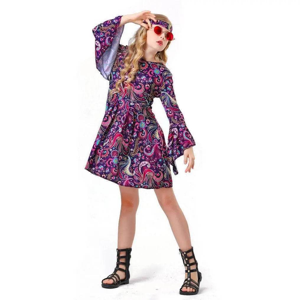 Children's 70s Retro Disco Hippie Fancy Dress Costumes Country Singer Cosplay - Ecosfun