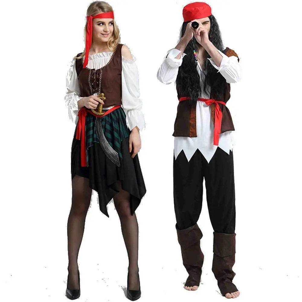 Couples Pirate Outfit Cosplay Costume Fancy Dress Halloween For Adult - Ecosfun