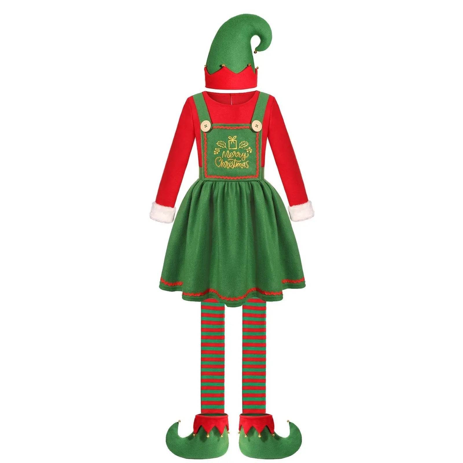 Elf Costume for Girls Boy Kids Christmas Party Dress Outfit - Ecosfun