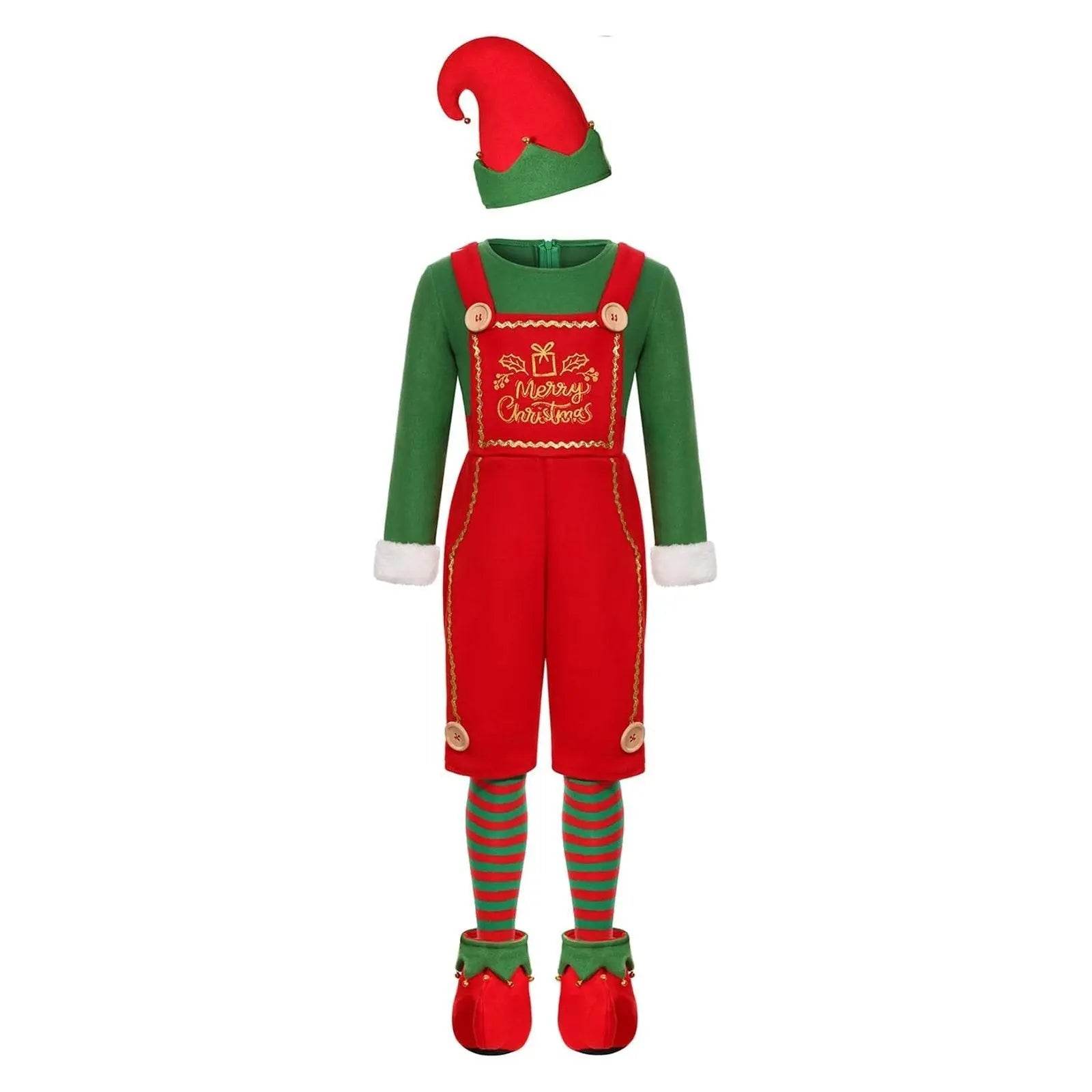 Elf Costume for Girls Boy Kids Christmas Party Dress Outfit - Ecosfun
