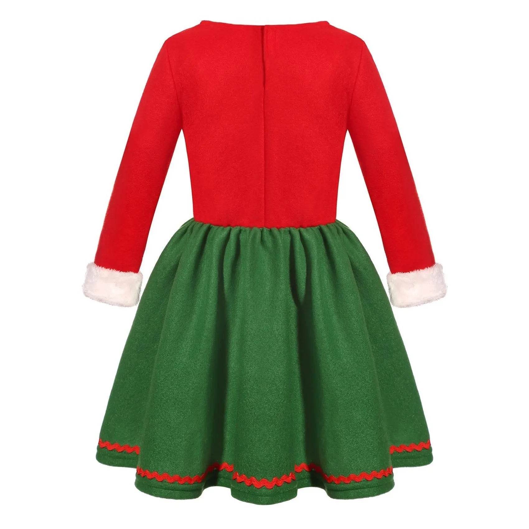 Elf Costume for Girls Boy Kids Christmas Party Dress Outfit - Ecosfun