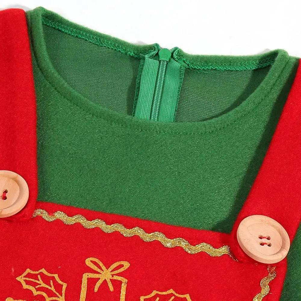 Elf Costume for Girls Boy Kids Christmas Party Dress Outfit - Ecosfun