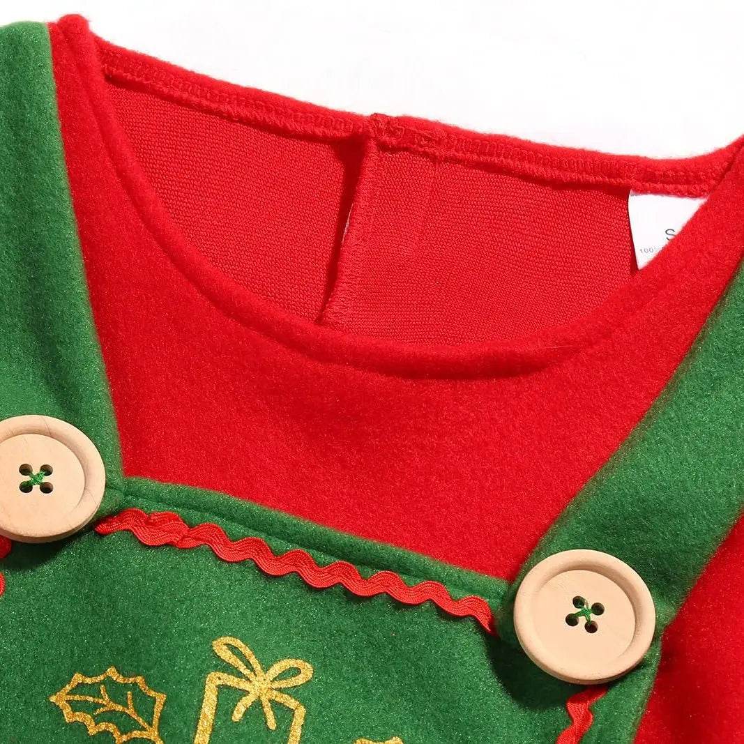 Elf Costume for Girls Boy Kids Christmas Party Dress Outfit - Ecosfun