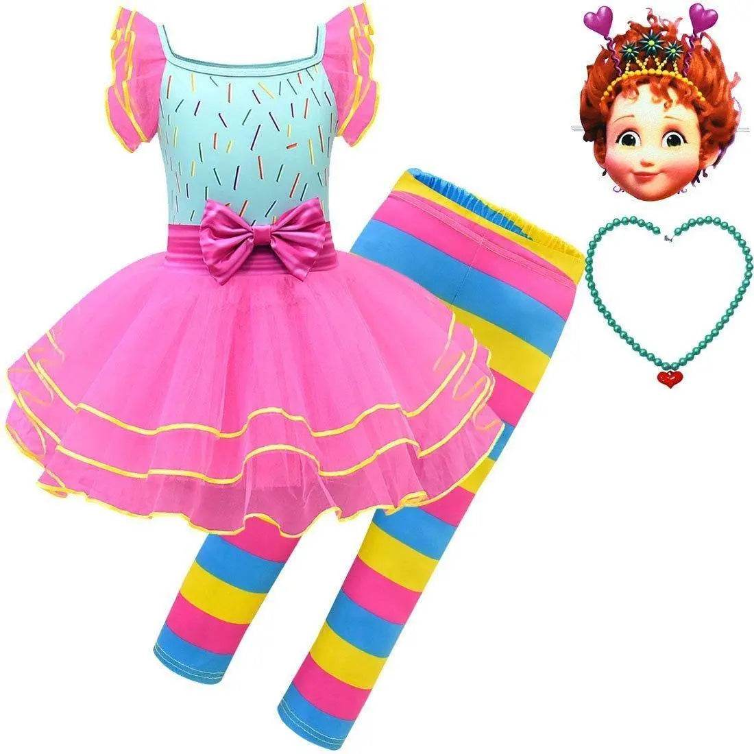 Fancy Nancy Cosplay Halloween Costume Dress and Pants Performance Clothes 4 Pieces - Ecosfun