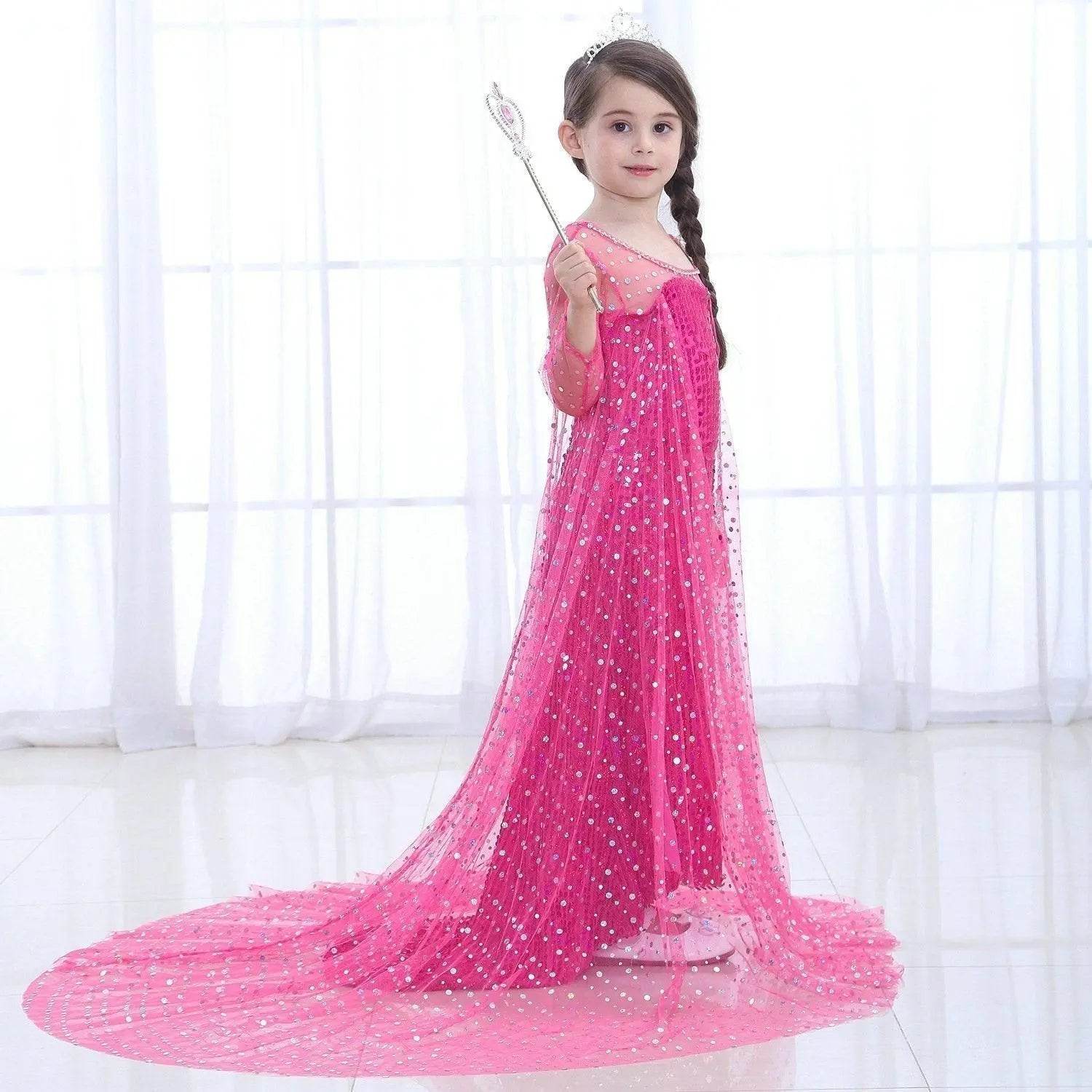 Frozen Elsa Costume Long Sleeve Girl Party Princess Dress - Ecosfun