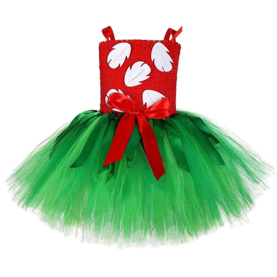 Girls Tutu Dreams Hawaii Lilo Costume with Tropical Fern Leaf Headband - Ecosfun