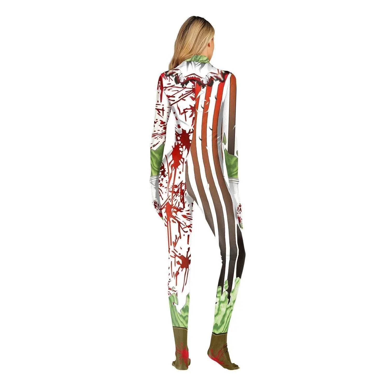 Halloween Masquerade Elastic Clown Cosplay Costume Polyester Bodysuit - Ecosfun