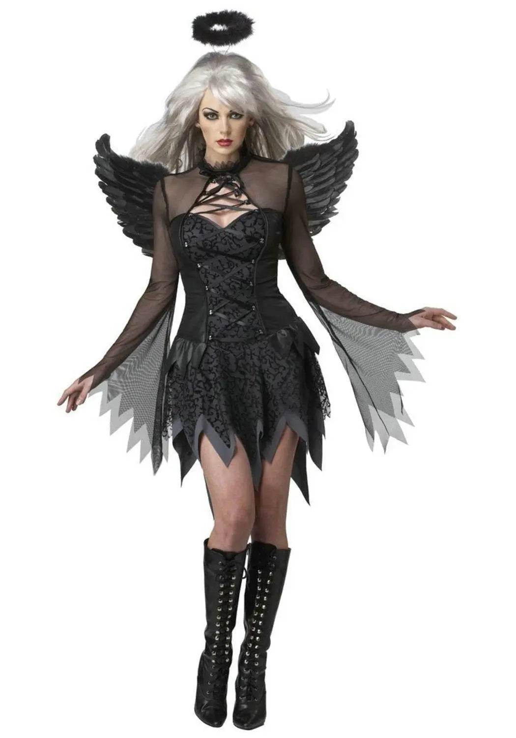 Halloween Party Masquerade Black White Angel Outfits Cosplay Costume - Ecosfun