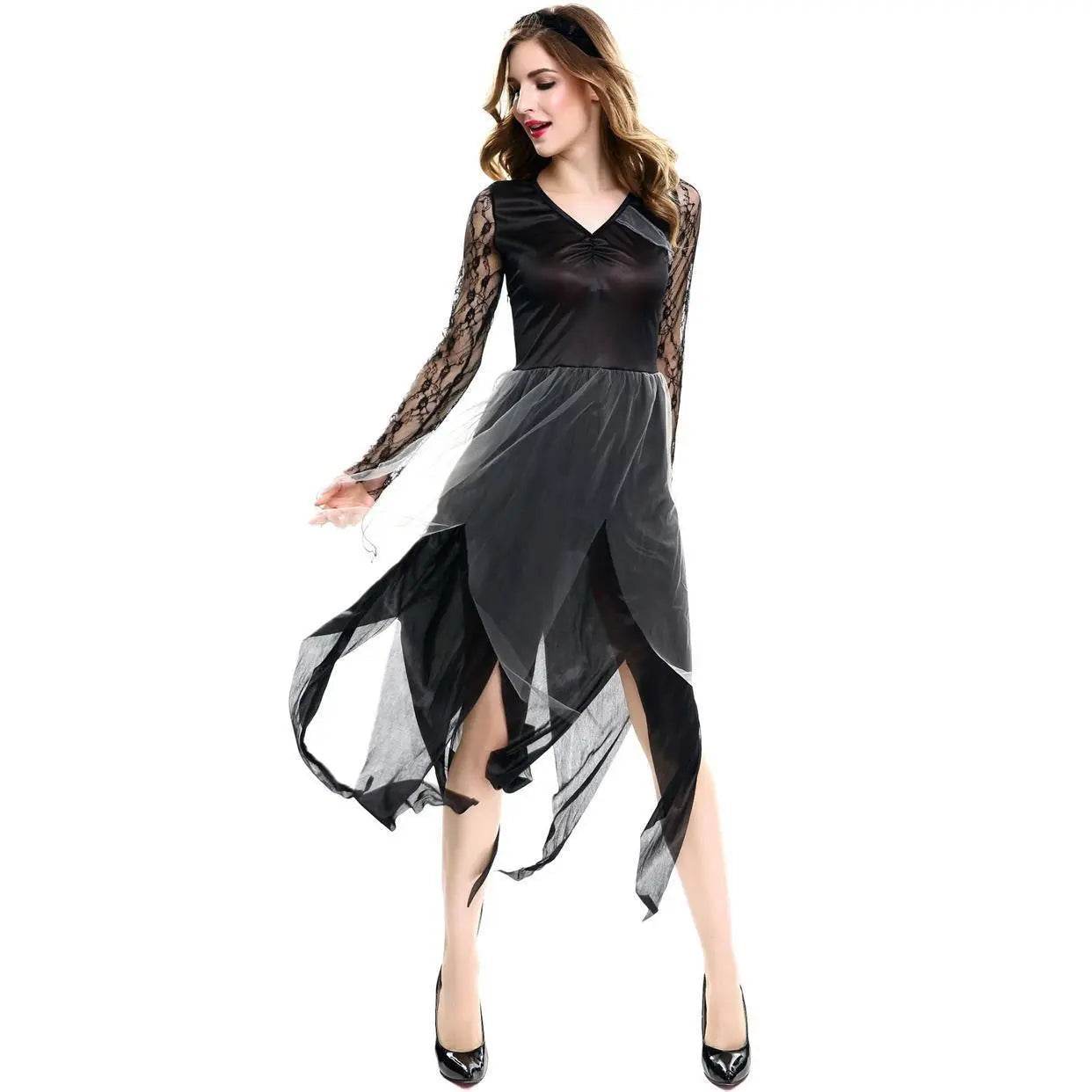 Halloween vampire dress gauze ghost bride costume cosplay stage play female zombie dress uniform - Ecosfun