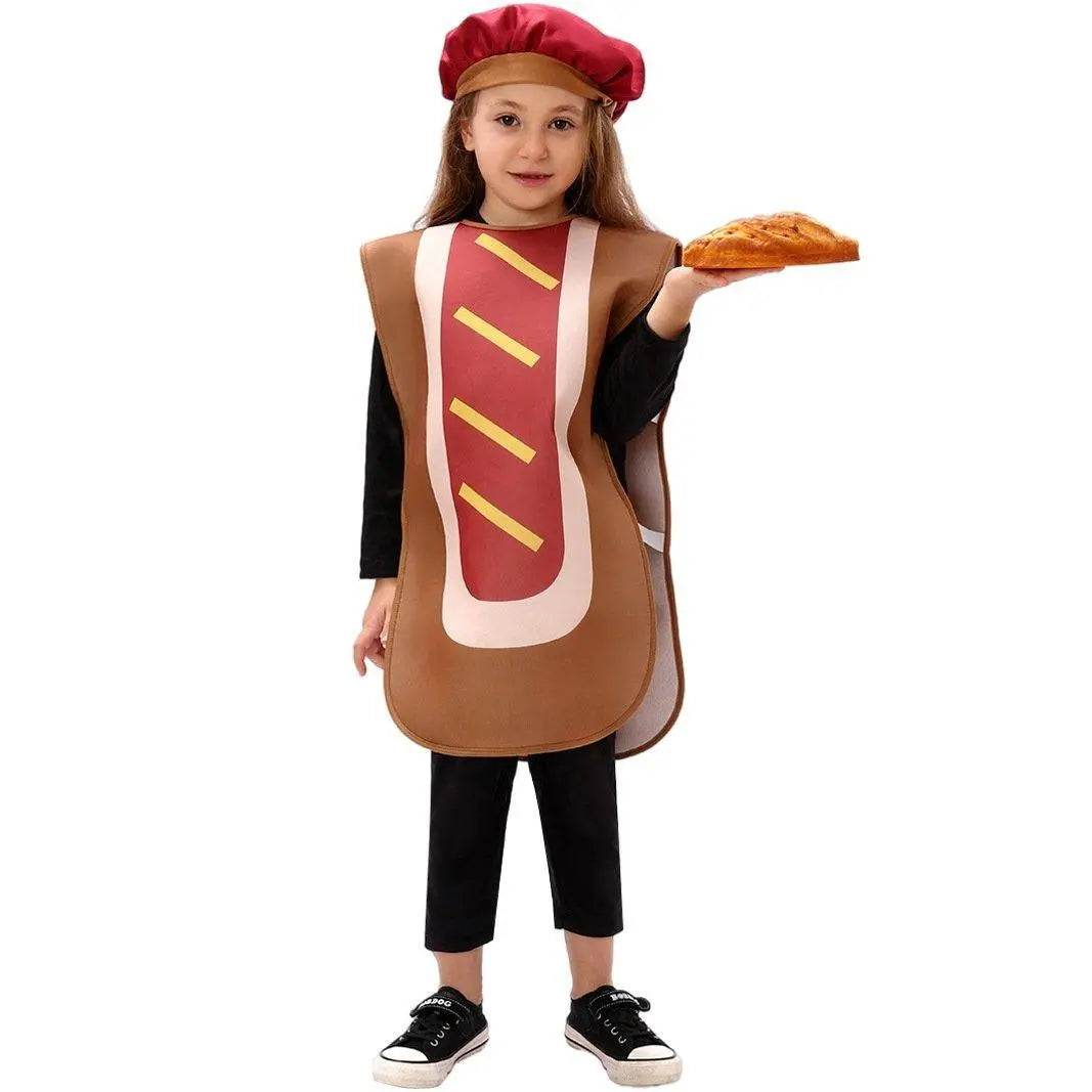 Kids Bun Hot Dog Onesie Funny Novelty Halloween Cosplay Party Costume - Ecosfun