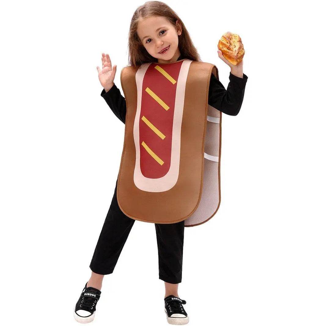 Kids Bun Hot Dog Onesie Funny Novelty Halloween Cosplay Party Costume - Ecosfun
