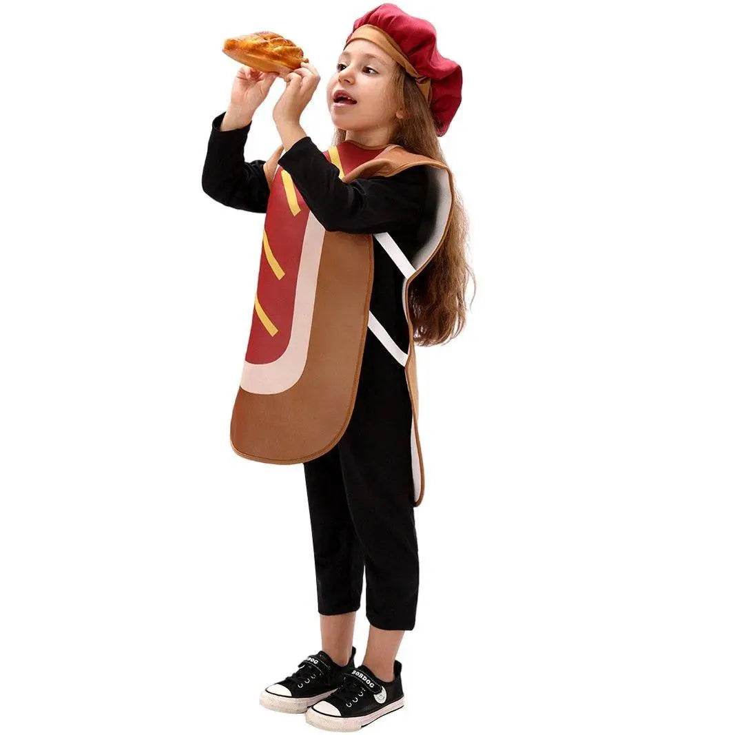 Kids Bun Hot Dog Onesie Funny Novelty Halloween Cosplay Party Costume - Ecosfun