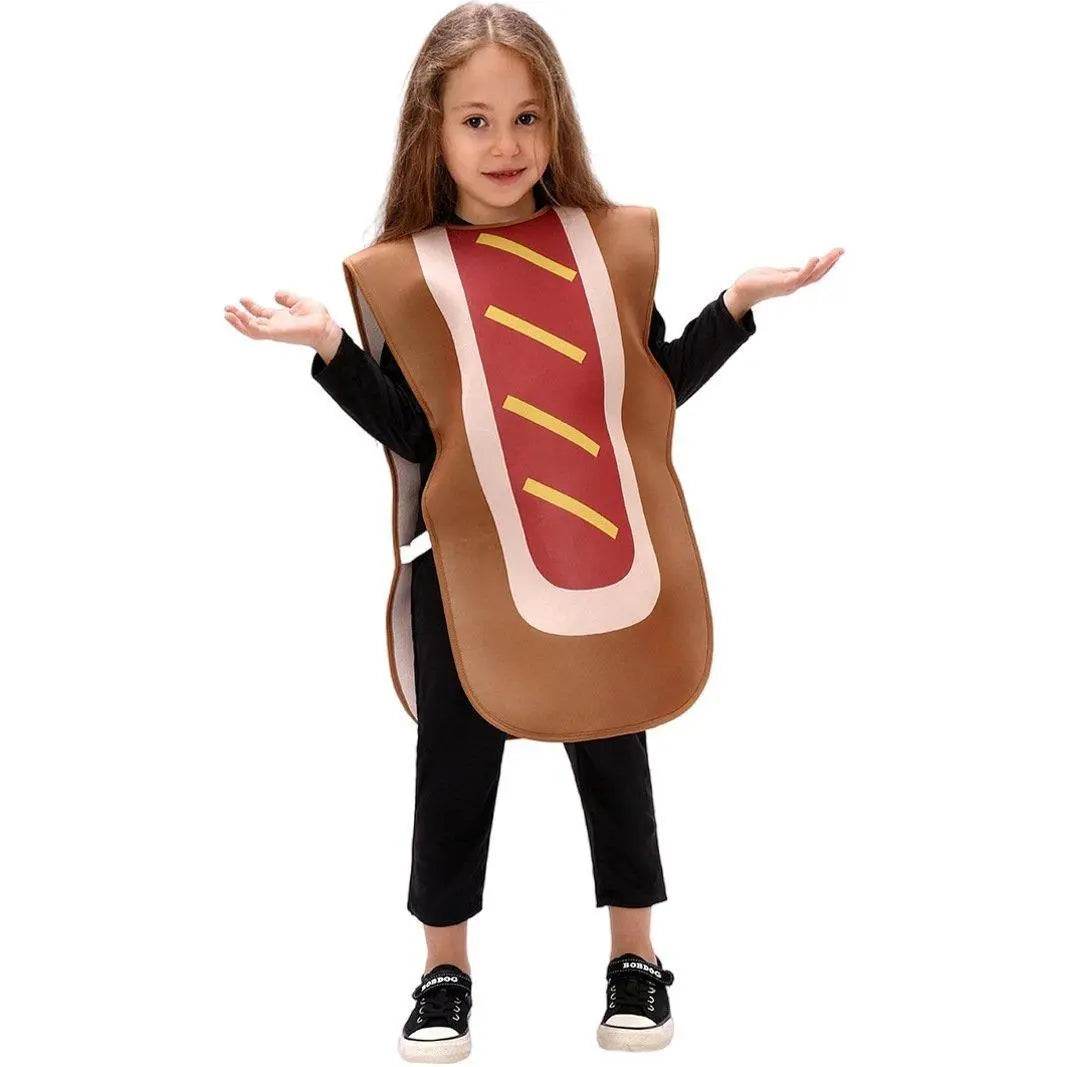 Kids Bun Hot Dog Onesie Funny Novelty Halloween Cosplay Party Costume - Ecosfun
