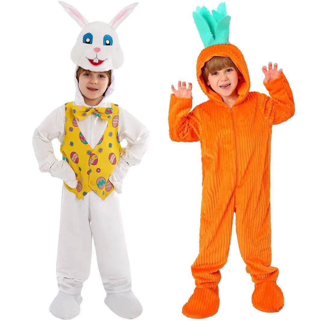Kids Children White Rabbit Bunny Carrot Party Cosplay Halloween Easter Costume - Ecosfun